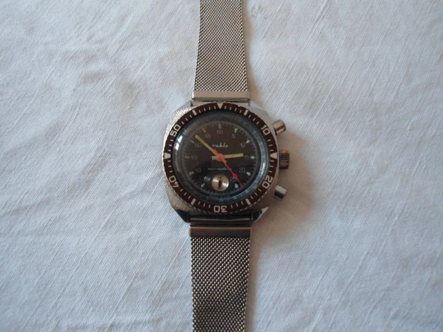 seltener  Ruhla Chronograph Taucheruhr DDR schwarzes Zifferblatt 5