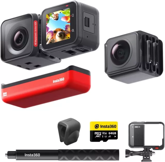 Insta360 ONE RS Twin Edition Kit Get-Set - Action Cam Impermeabile 4K 60fps & 5.