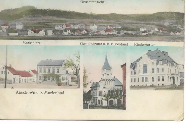 AK Marienbad, Auschowitz bei Marienbad, Gemeindeamt, Kindergarten, , gel. 1913