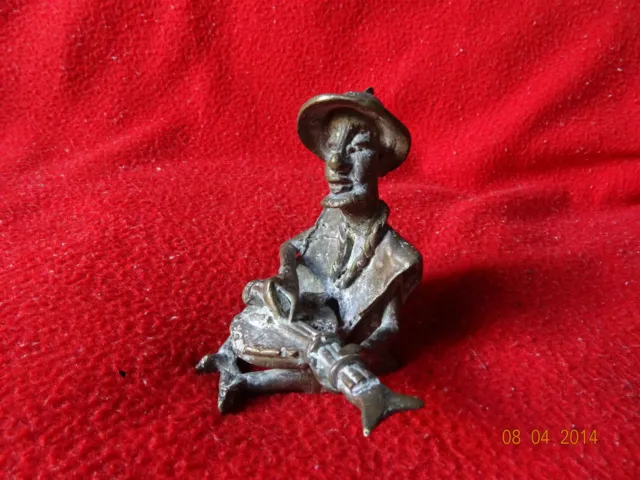 World Rare Vintage African Tribal People Liberian Hand Carved Brass Fine Art #02