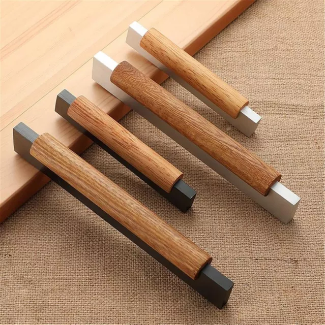 Beech Wood Cabinet Pull Wardrobe Closet Cabinet Handles Kitchen Pulls Knobs