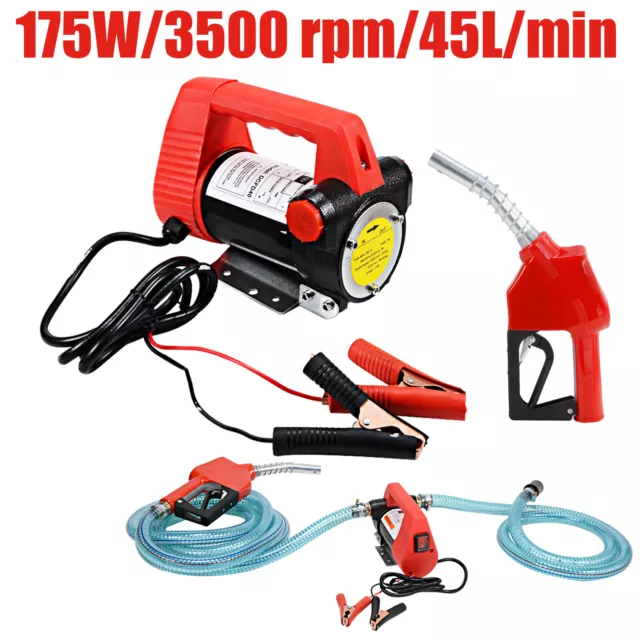 12V Diesel Transfer Pump Extractor Oil Fuel Electric Bowser Auto Car DC 45L/min 2