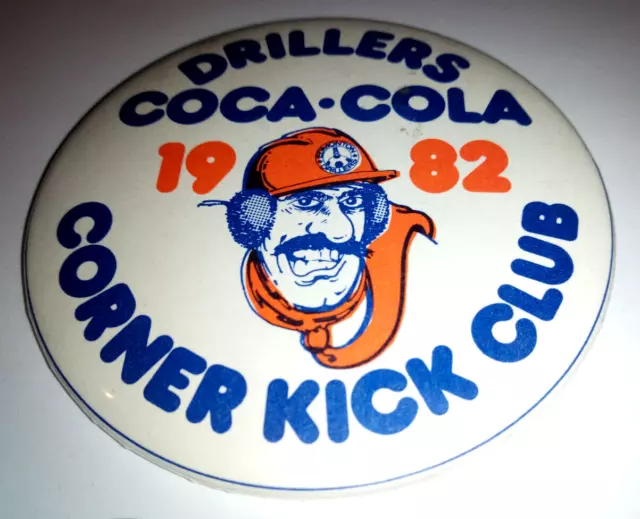 1982 Edmonton Drillers Soccer Coca-Cola Corner Kick Club Button Pinback Badge