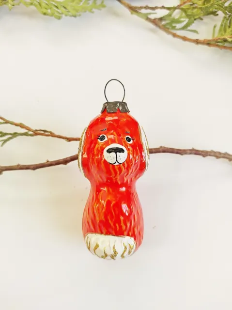 Christmas Glass Ornament Dog Xmas tree Decoration New Year Vintage USSR