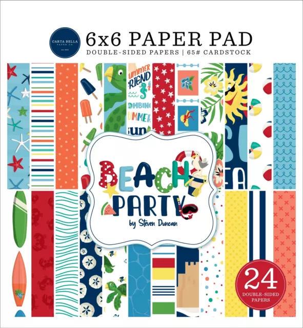 Carta Bella Double-Sided Paper Pad 6"X6" 24/Pkg-Beach Party