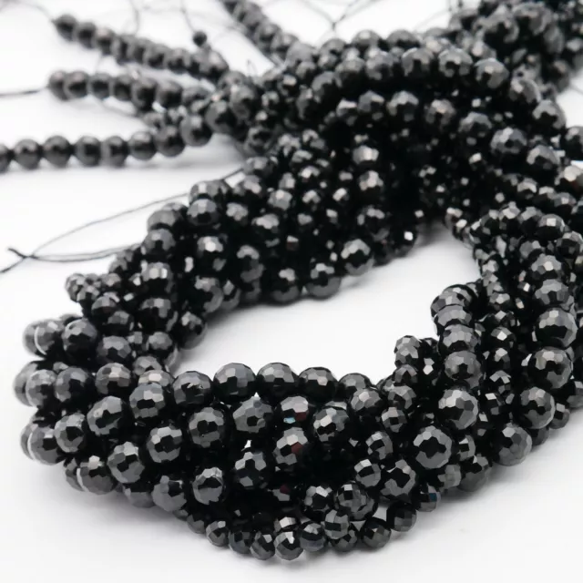 NELLYS Strang "Schwarzer Diamant" schwarzer Spinell AAA Grade Perlen fac.