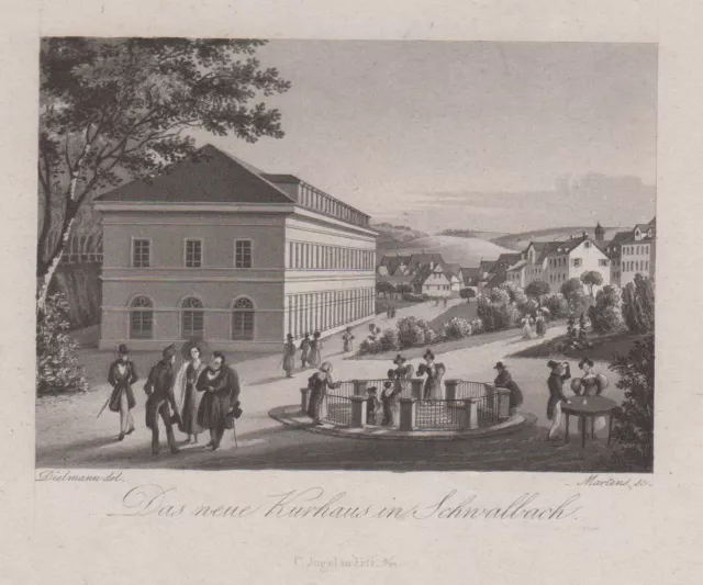 Bad Schwalbach Kurhaus Original Aquatinta Dielhelm 1845