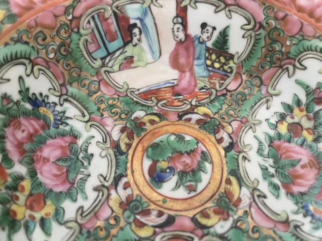 Lovely Vintage Chinese Canton Famille Rose Porcelain Footed Bowl