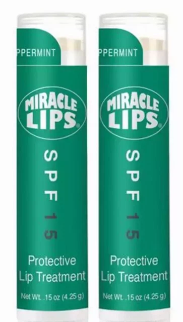 Miracle Lips SPF 15 Lip Balm and Protective Treatment, TWO Pack, 0.30 oz clear
