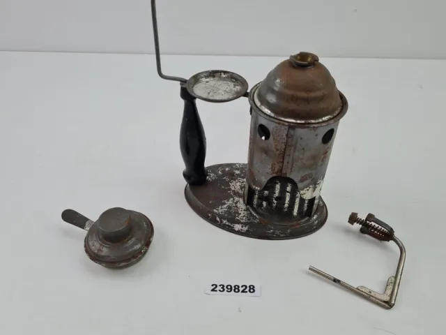 Dampf Inhalator Blech mit Brenner grau alt antik H:16cm  #239828
