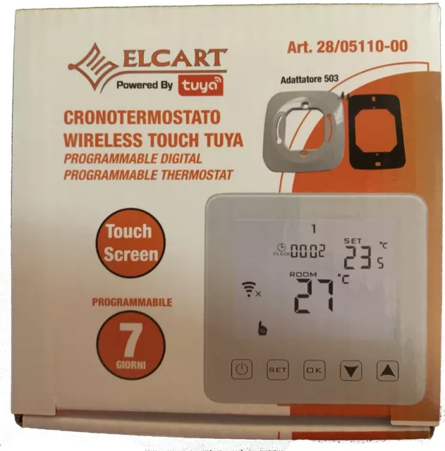 Thermostat Programmable Numérique Wifi Touch Tuya Program. 7 Jours + Adapteur