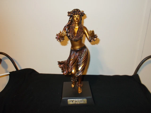 Aloha statue by Kim Taylor Reece collectible.Caste Bronze.Hawaiian Hula.