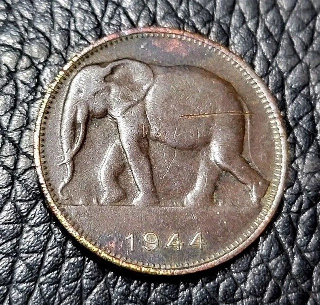 1944  Belgian Congo 1 Franc Coin