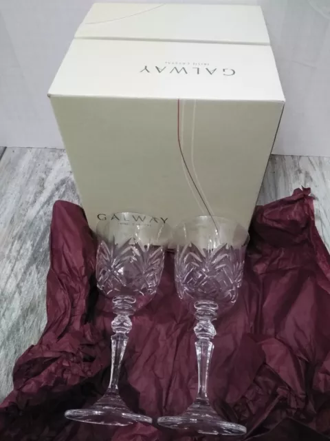 Set Of 2 Galway Kylemore Irish Crystal Red Wine Glasses 6 - 7/8”
