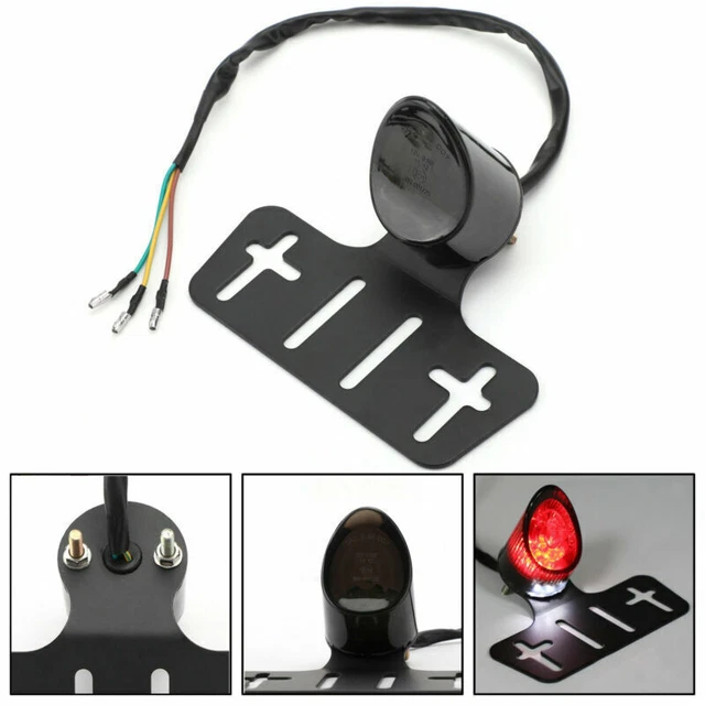 Fumée Moto Led Feux Arrière Réglable Avce Support Plaque D'Immatriculation E3