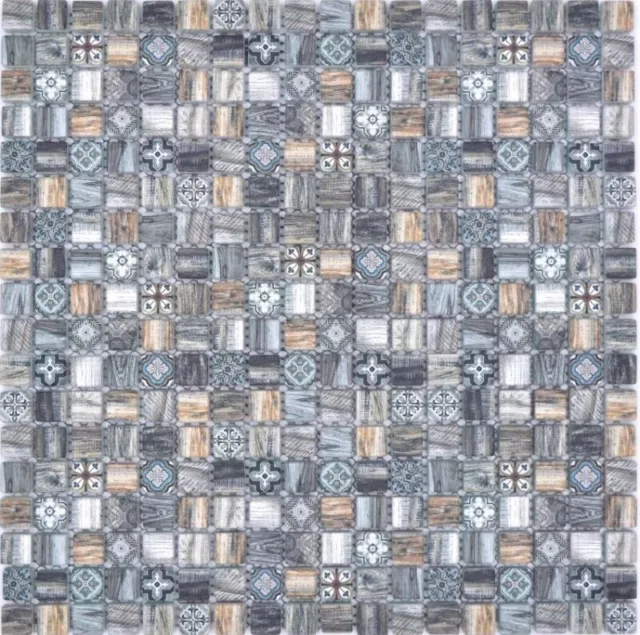 Azulejos de Mosaico Vidrio Combinada Retro Madera Braun Oscuro Pared Baño Cocina