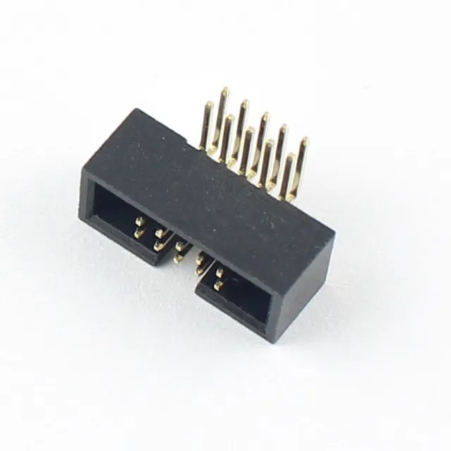 10Pcs 1.27mm Pitch 2x5 10 Pin Right Angle Male Shrouded Box Header IDC Connector