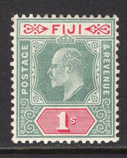 M24143 Fiji 1909 SG117 KEVII: 1/- green & carmine. LMM, Cat £35