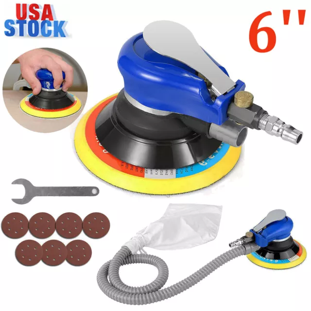 6'' Air Body Random Orbital Palm Sander DA Buffing Sanding W/ 7 Auto Discs 150mm