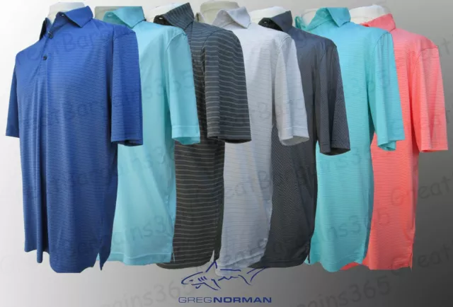 Men's Greg Norman ML75 Polo Shirt Short Sleeve Play Dry Black Blue S M L XL BNWT