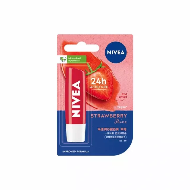 [ Nivea ] Fruité Éclat Fraise 24h Melt-In Hydratation Teinté Lèvre Baume 4.8g