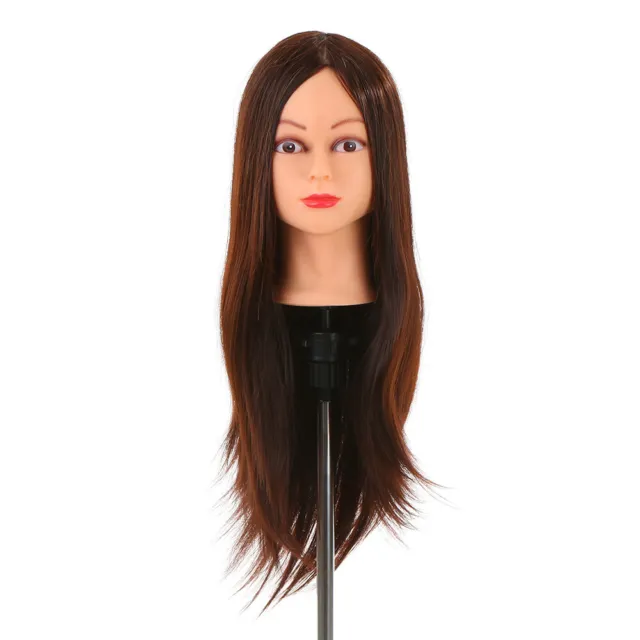 24 "30% vrais cheveux humains Holder Dummy Head Coiffure Head + Clamp N0F4