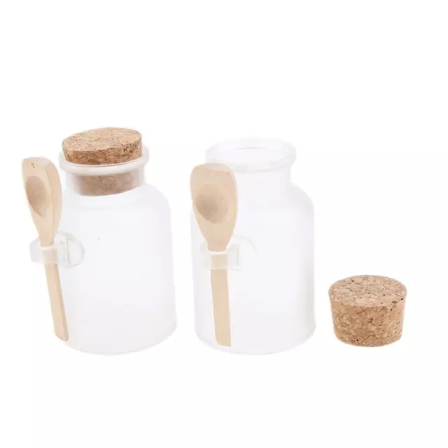 Set of 2 Clear Glass Jars for Bath s - Refillable Containers with Cork Stoppers