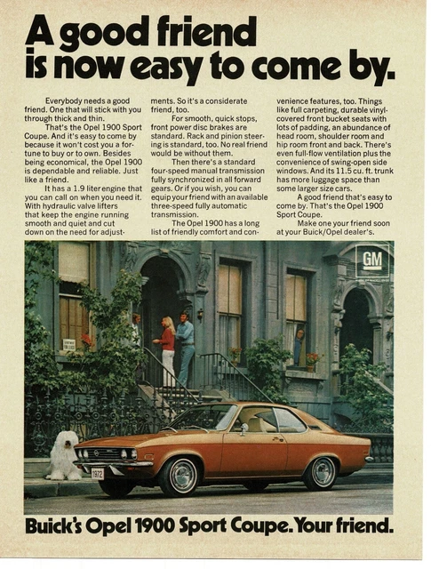 1971 BUICK Opel 1900 Sport Coupe brown Vintage Print Ad