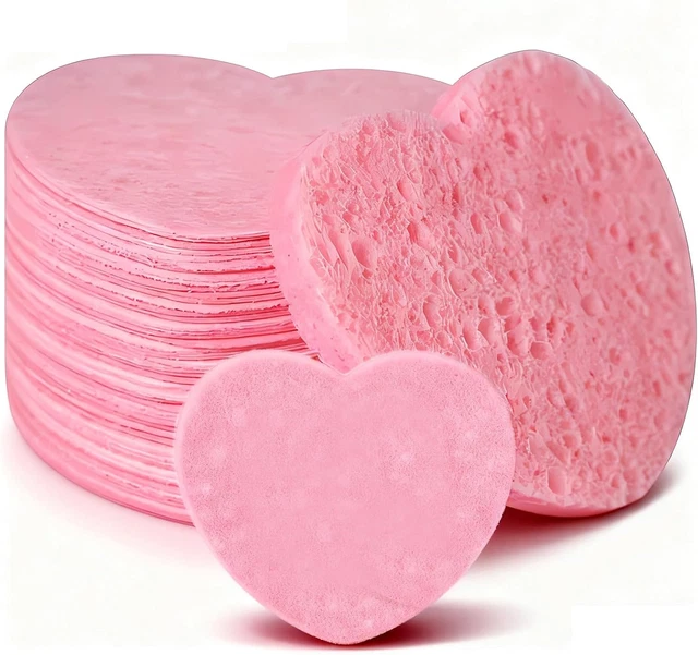 55 PCS COMPRESSED Facial Sponges - Heart Shape Konjac Face Washer ...