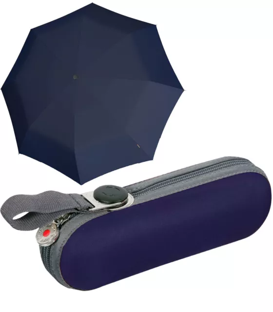 Knirps X1 Super Mini Taschenschirm im Etui Damen Regenschirm klein navy blau