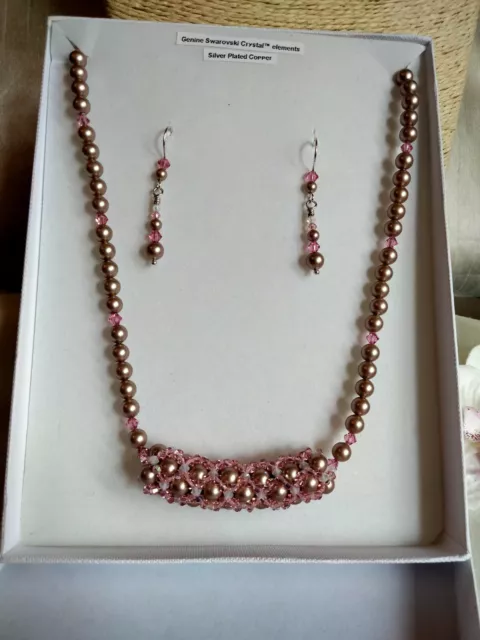 Bridal/evening wear Swarovski Elements Netted Necklace & Earrings new & boxed