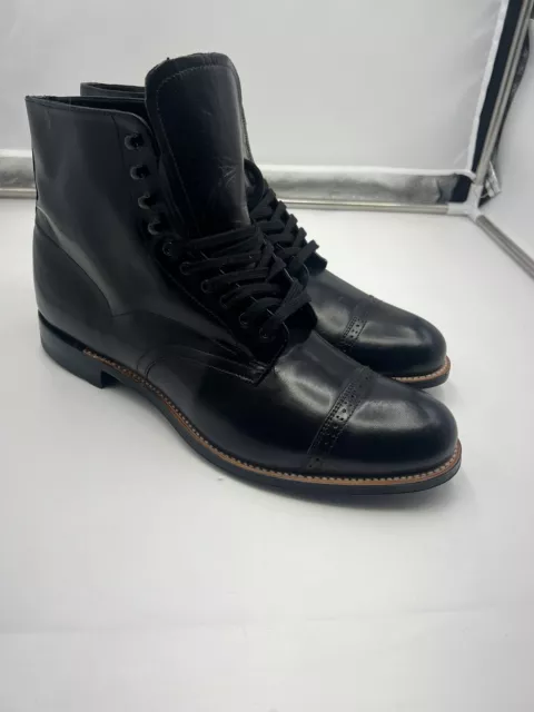 Stacy Adams Mens Madison Black Oxford Cap-Toe Boot Size Is 10