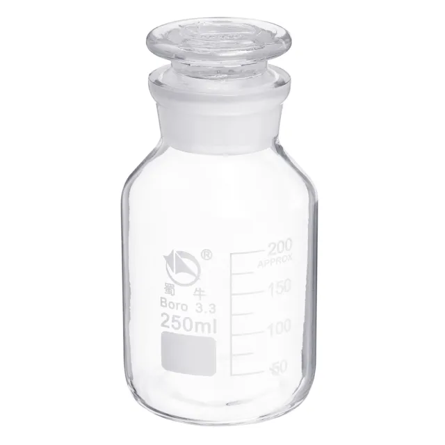 250mL Clear Reagent Media Graduated Borosilicate Glass Storage Bottle Clear Cap