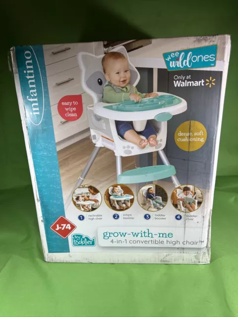 Infantino Grow-With-Me 4-in-1 Convertible High Chair, Racoon NEW IN BOX