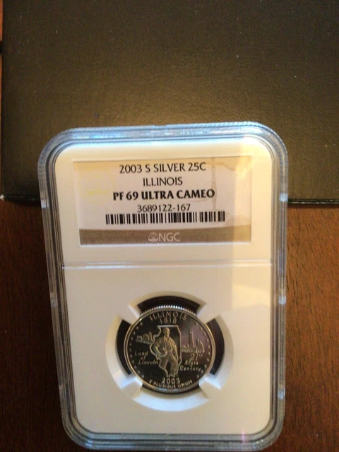 2003 S Silver Quarter , Illinois State, NGC PF69 Ultra Cameo 