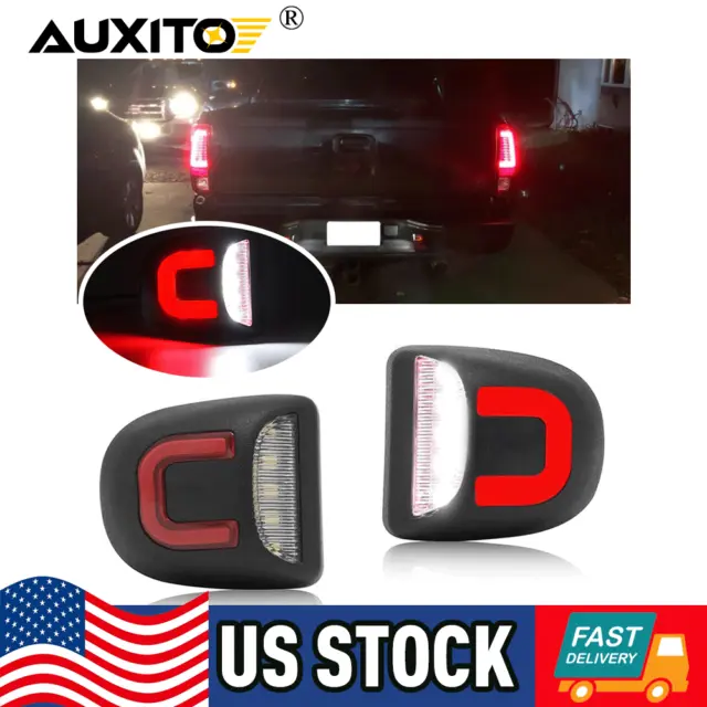 2 LED License Plate Light Red DRL Tube For Chevy Silverado GMC Sierra 1500 2500