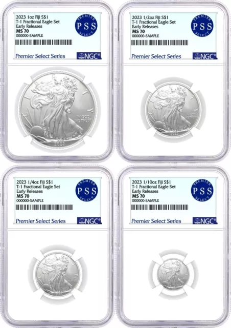 2023 Fiji $1 Silver Eagle Fractional Set NGC MS70 Early Releases