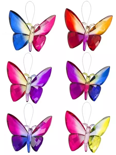 Ganz Crystal Expressions  Acrylic 5.25" Hanging Rainbow Butterflies