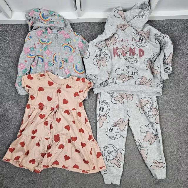 Girls Clothes Bundle Age 2-3 Years X4 Hoody Dress Minnie Peppa Pig Grey Pink