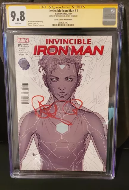 INVINCIBLE IRON MAN #1 CGC SS 9.8 RIRI Williams VARIANT.  Signed by Bendis