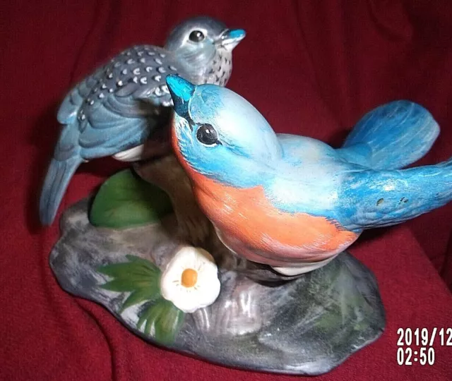 1957 VTG Holland Mold BlueBird Figurine Flowers Handpainted Signed-ex. condition
