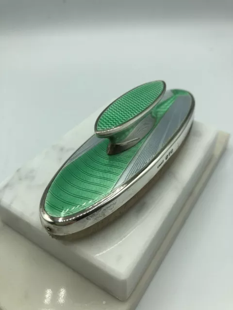 Stunning Art Deco Guilloche Enamel Silver Nail Buffer, Blanckensee Chester 1931 2