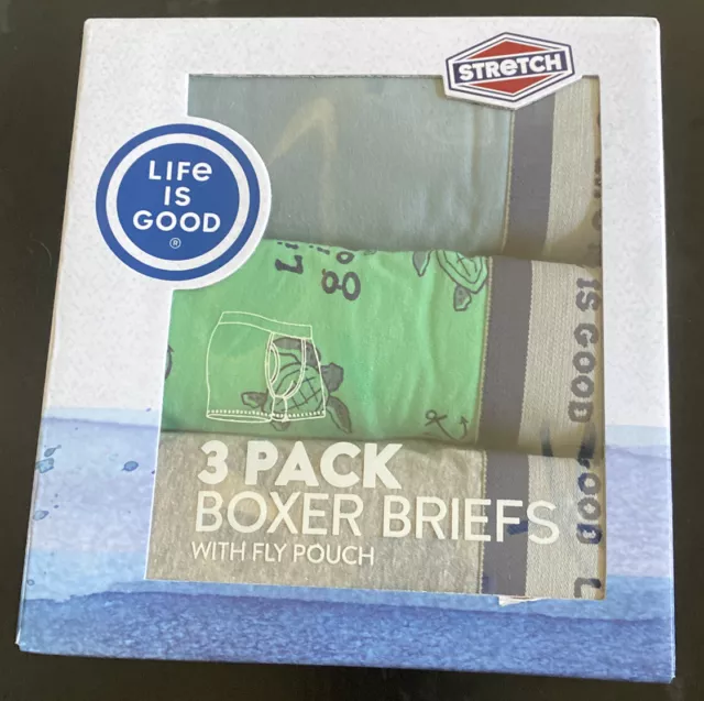 IZOD Mens Medium Large Knit Boxer Brief Underwear 4-pack NEW Blue