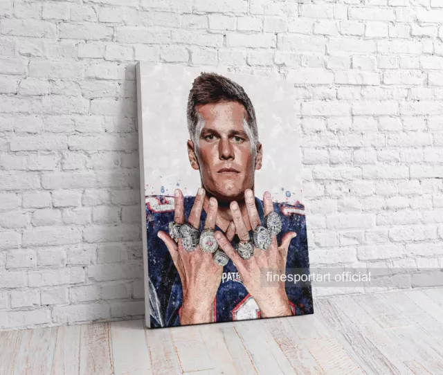 Tom Brady New England Patriots Poster, Canvas, Football print, Sport wall art 2