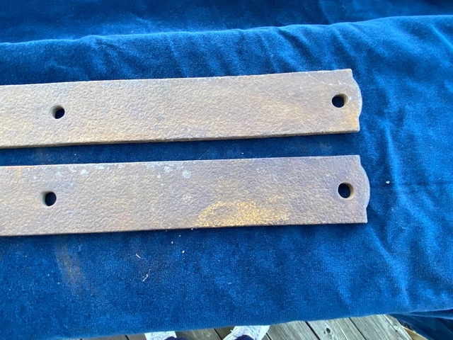 2 vintage barn door strap hinges 36" Long 2.5" wide Wrought Iron Cast Metal 4