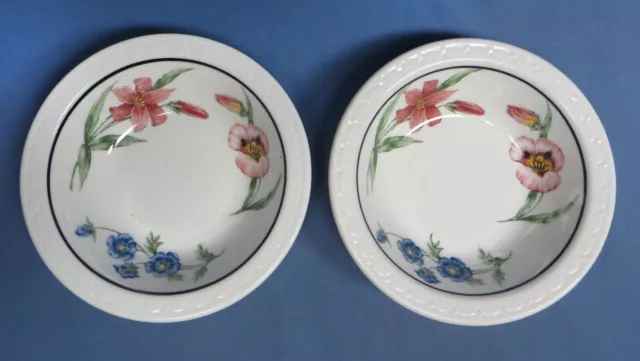 Rare Pair Southern Pacific RR Prairie Mountain Wildflowers 6" Desert/Salad Bowls