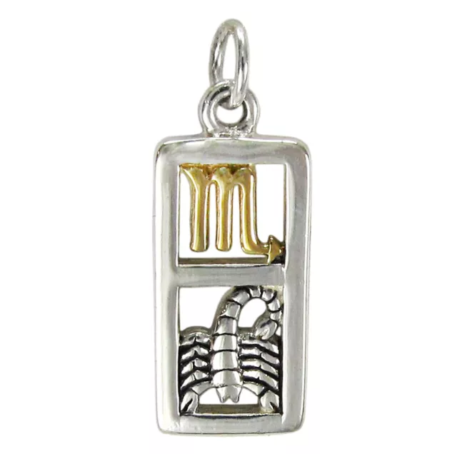 Scorpio Sign Sterling Silver Zodiac Pendant Charm Astrology Gold Plated Jewelry