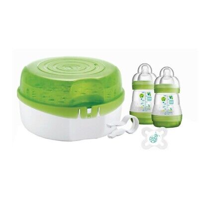 Esterilizador de vapor MAM verde microondas y pinzas chupetes de inicio para bebé nuevo