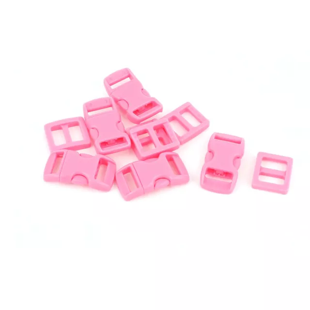 Pink Plastic Luaggage Side Quick Release Clasp Buckles 10-11mm Webbing Band 5pcs