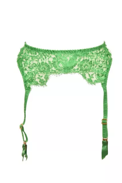 AGENT PROVOCATEUR Womens Garter Belt Sheer Lace Floral Green Size AP 2